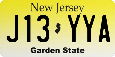 NJ license plate J13YYA