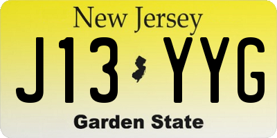 NJ license plate J13YYG