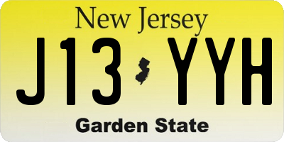 NJ license plate J13YYH