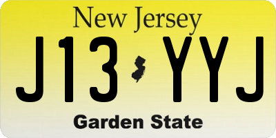 NJ license plate J13YYJ