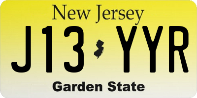 NJ license plate J13YYR
