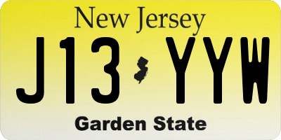 NJ license plate J13YYW