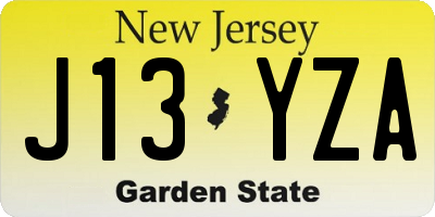 NJ license plate J13YZA