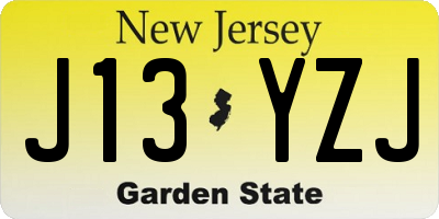 NJ license plate J13YZJ