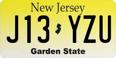 NJ license plate J13YZU