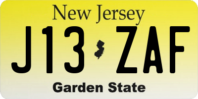 NJ license plate J13ZAF