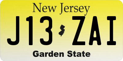 NJ license plate J13ZAI