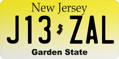 NJ license plate J13ZAL