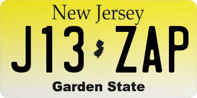 NJ license plate J13ZAP