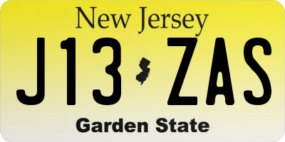 NJ license plate J13ZAS
