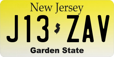 NJ license plate J13ZAV