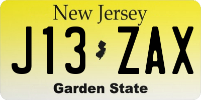 NJ license plate J13ZAX