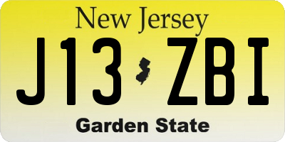 NJ license plate J13ZBI