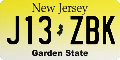 NJ license plate J13ZBK