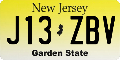 NJ license plate J13ZBV