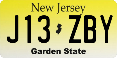 NJ license plate J13ZBY