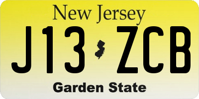 NJ license plate J13ZCB