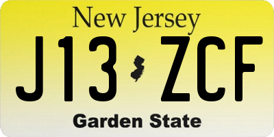 NJ license plate J13ZCF