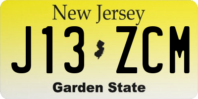 NJ license plate J13ZCM