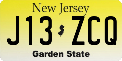 NJ license plate J13ZCQ
