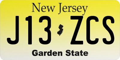 NJ license plate J13ZCS