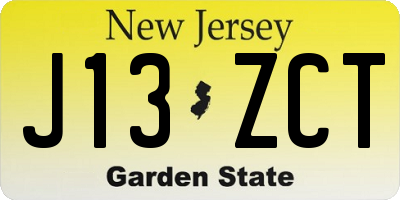 NJ license plate J13ZCT