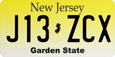 NJ license plate J13ZCX