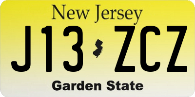 NJ license plate J13ZCZ