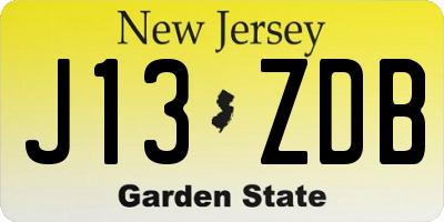 NJ license plate J13ZDB