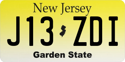 NJ license plate J13ZDI