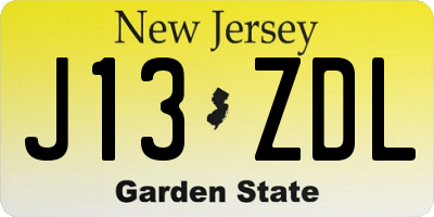 NJ license plate J13ZDL
