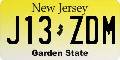 NJ license plate J13ZDM