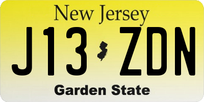 NJ license plate J13ZDN
