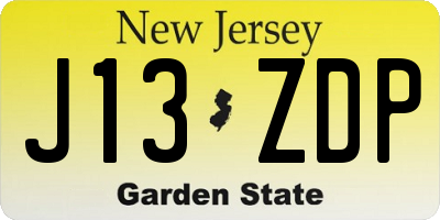 NJ license plate J13ZDP