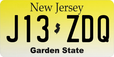 NJ license plate J13ZDQ