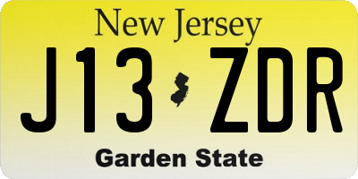 NJ license plate J13ZDR