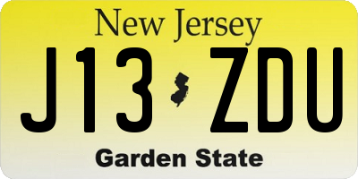NJ license plate J13ZDU