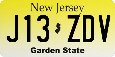 NJ license plate J13ZDV