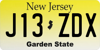 NJ license plate J13ZDX