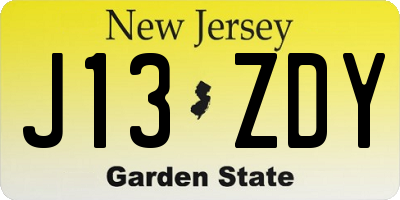 NJ license plate J13ZDY
