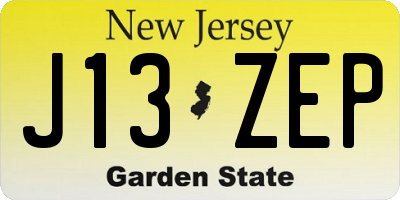 NJ license plate J13ZEP