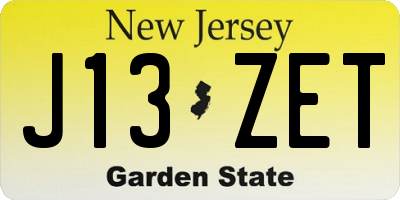 NJ license plate J13ZET