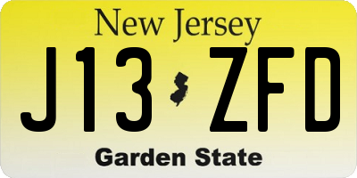 NJ license plate J13ZFD