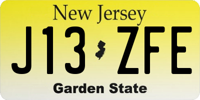 NJ license plate J13ZFE