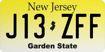 NJ license plate J13ZFF