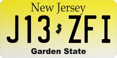 NJ license plate J13ZFI