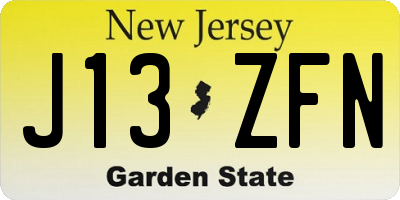 NJ license plate J13ZFN