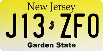 NJ license plate J13ZFO