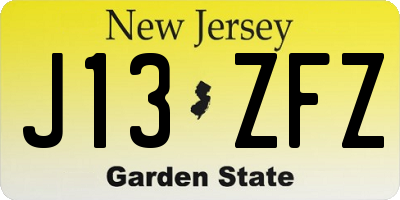 NJ license plate J13ZFZ