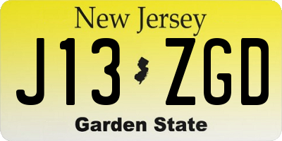 NJ license plate J13ZGD